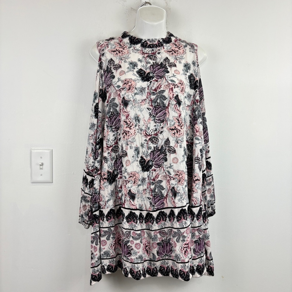 Angie Floral Long Sleeve Top - Black, Pink, White
